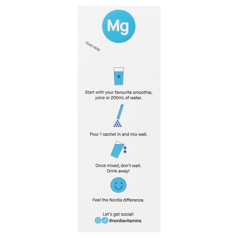 Nordia Magnesium 300mg Unflavoured Powder - 28 Sachets for Muscle Health