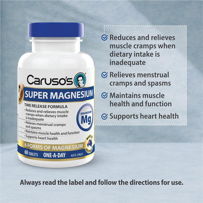 Caruso's Super Magnesium 300mg, 6 Forms, Time Release, 60 Tablets