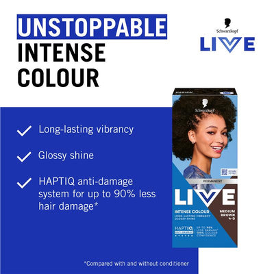Schwarzkopf Live Colour Permanent Medium Brown Hair Dye - 50ml