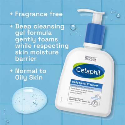 Cetaphil Daily Facial Cleanser 236ml - Gentle Foaming Cleanser