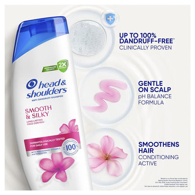 Head & Shoulders Smooth & Silky Anti-Dandruff Shampoo 400mL - For Beautiful, Flake-Free Hair