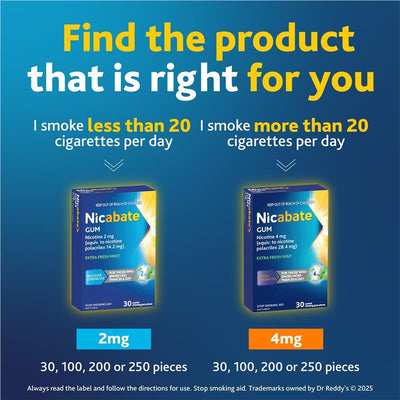 Nicabate Gum 4mg Extra Fresh 100 Pieces - Effective Smoking Cessation Aid