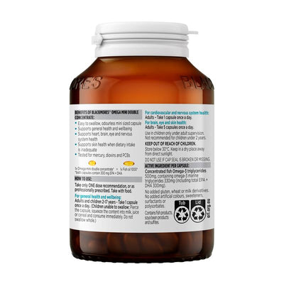 Blackmores Omega Mini Double Concentrate Wild-Caught Fish Oil 200 Capsules