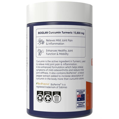 Bioglan Curcumin 90 Tablets with BioPerine for Joint Health