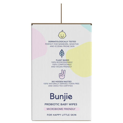 Bunjie Probiotic Baby Wipes 3 x 80 Pack - Gentle & Eco-Friendly