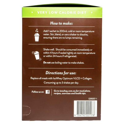 IsoWhey Optimum VLCD Shake + Collagen Chocolate Fudge 18 x 55g - Effective Weight Loss Solution