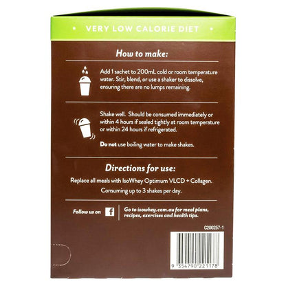 IsoWhey Optimum VLCD Shake + Collagen Chocolate Fudge 18 x 55g - Effective Weight Loss Solution