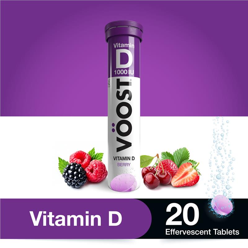 Voost Vitamin D Effervescent Tablets – 20 Berry, Bone & Immune Support