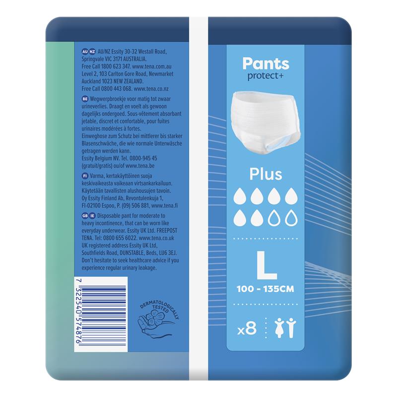 Tena Pants Protect+ Large 8-Pants - Unisex Incontinence Protection