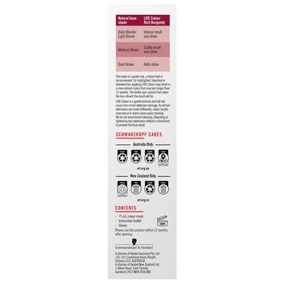Schwarzkopf LIVE Colour Rich Burgundy - Semi-Permanent Hair Color, 75ml
