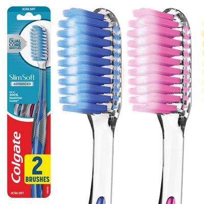 Colgate Slim Soft Advanced Ultra Soft Toothbrush Value 2-Pack - Gentle Care for Your Gums