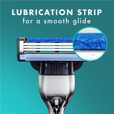Gillette Mach3+ 8-Pack Replacement Cartridges – 3 Blades, Lubrication Strip, Fits All Mach3 Razors