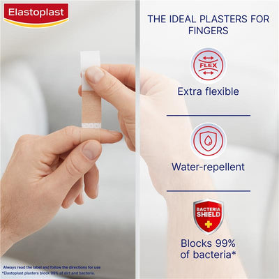 Elastoplast Flexible Fabric Finger Strips - 16 Pack for Finger Wounds