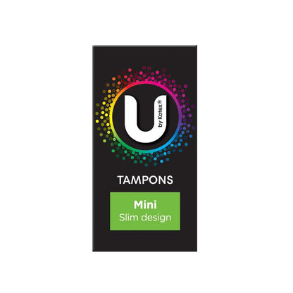 U by Kotex Mini Slim Tampons - 16 Tempons, 8g Absorbency, Individually Wrapped