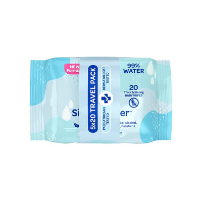 Curash Baby Travel Water Wipes 5 x 20 Pack - Gentle & Safe