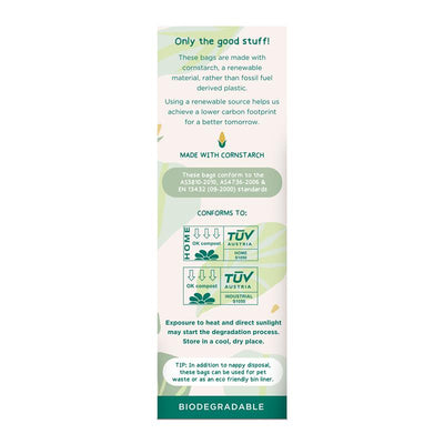 Gaia Natural Baby Biodegradable Nappy Bags 50 Pack - Eco-Friendly & Compostable