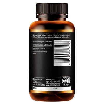 GO Healthy Co-Q10 300mg 1-A-DAY 90 Soft Capsules - Heart Health & Energy Support