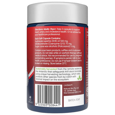 Bioglan Active Heart Red Krill Oil 60 Capsules with CoQ10 & Policosanol