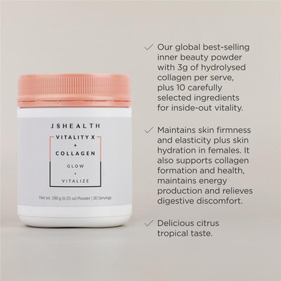 JSHEALTH Vitality X + Collagen Powder 180g - Skin & Energy Support