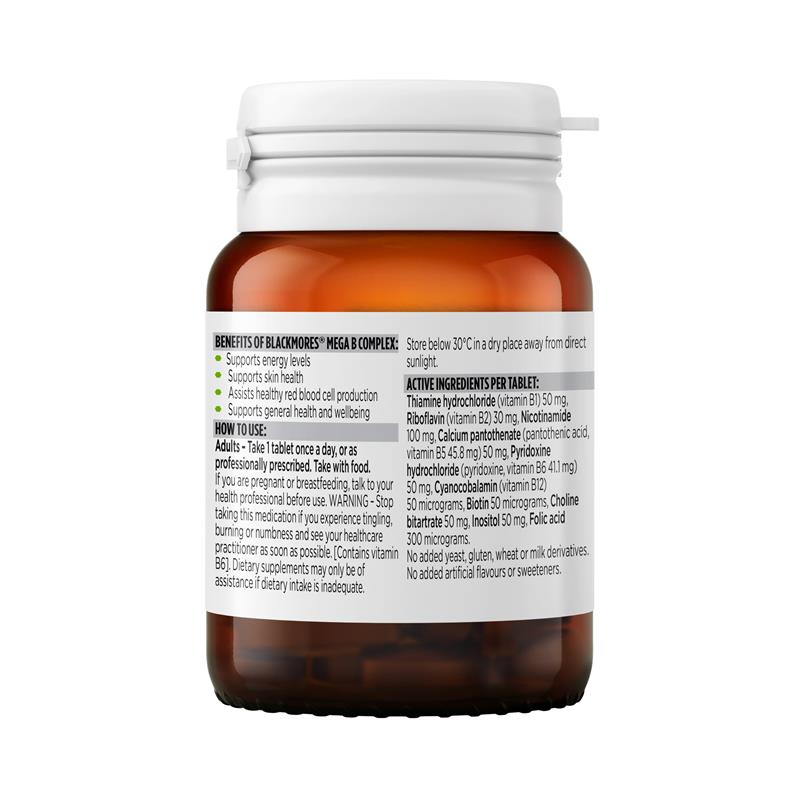 Blackmores Mega B Complex, High Potency B Vitamins, 31 Tablets