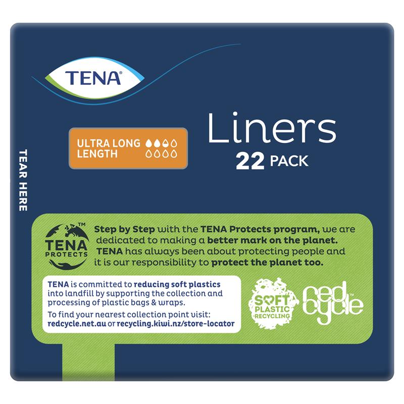 TENA Ultra Long Liners 22 Liners- Odor Control & High Absorbency for Active Use
