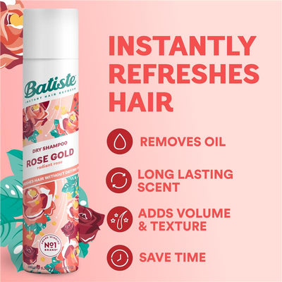 Batiste Rose Gold Dry Shampoo - 350ml for Fresh Hair