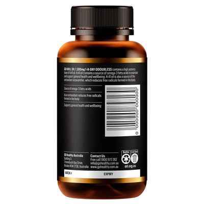 GO Healthy Odourless Krill Oil 1500mg Omega-3 - 60 Capsules