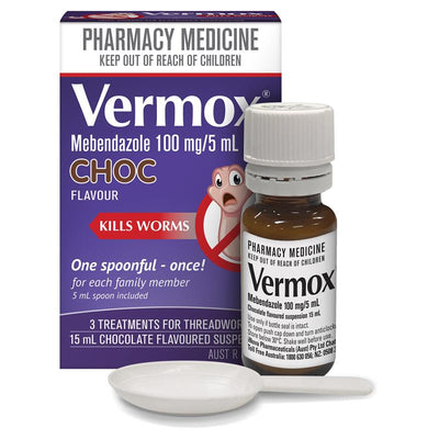 Vermox Chocolate Suspension 15ml - Effective Worm Treatment