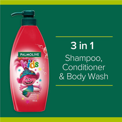 Palmolive Kids 3 In 1 Merry Strawberry 700ml - Fun Bath Time Essential