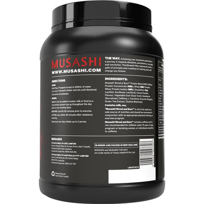 Musashi Shred And Burn Thermogenic Protein Formula - Chocolate 900g - Auzzi Store