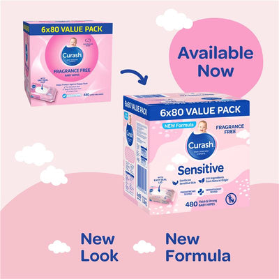 Curash Babycare Fragrance Free Wipes 6 x 80 - Gentle Care for Sensitive Skin