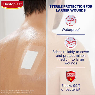 Elastoplast Waterproof Dressing XXL 8cm x 10cm 5 Pack - Ultimate Wound Protection