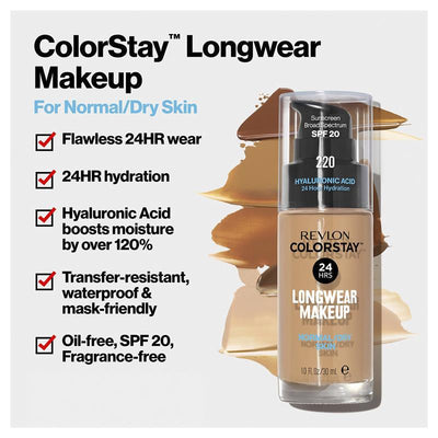 Revlon Colorstay Makeup Foundation for Normal/Dry Skin Natural Tan 30ml - Longwear Formula