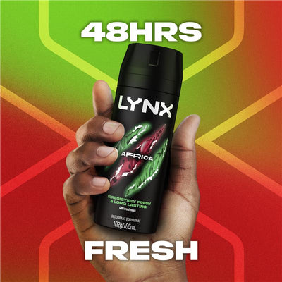 LYNX Africa Men's Deodorant Spray 165ml – 48-Hour Odor Control