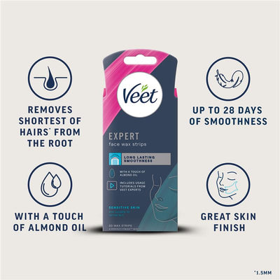 Veet Expert Cold Wax Strips for Face - 20 Pack