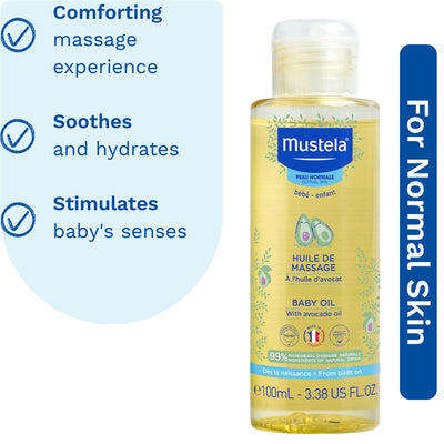 Mustela Baby Massage Oil 100ml - Nourishing & Soothing for Newborns