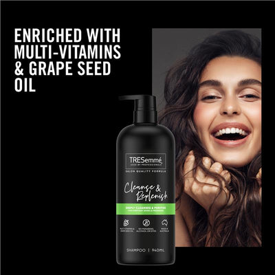Tresemme Cleanse & Replenish Shampoo 940ml - Refreshing Clean for All Hair Types