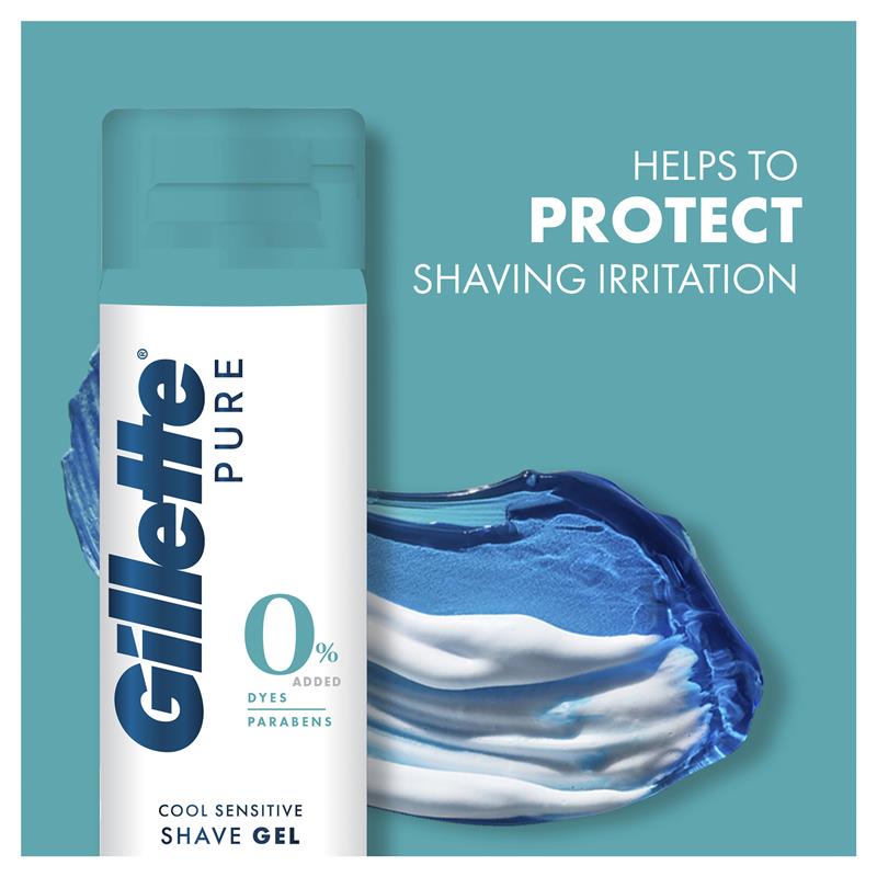 Gillette Pure Cool Sensitive Shave Gel for Men with Aloe, 170g