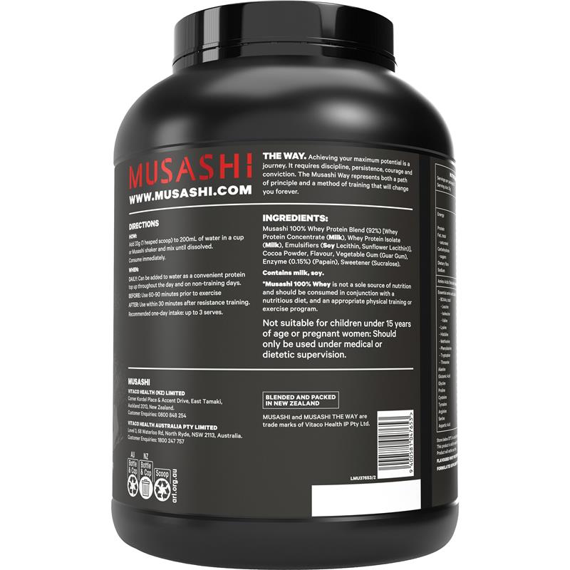 Musashi 100% Whey Protein Chocolate 2kg - Premium Low Carb Protein - Auzzi Store