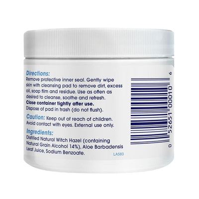 Witch Hazel Face Wipes 60 Count - Refreshing Cleansing Pads