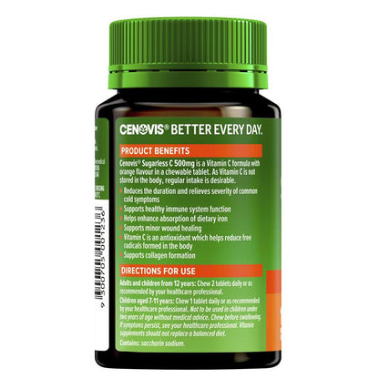 Cenovis Sugarless Vitamin C 500mg - 100 Orange Chewable Tablets