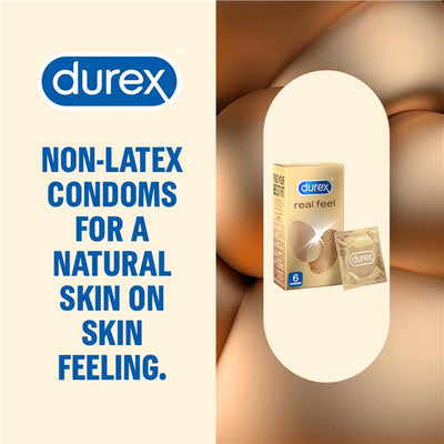 Durex RealFeel Polyisoprene Condoms - 6 Pack, Non-Latex, Natural Feel