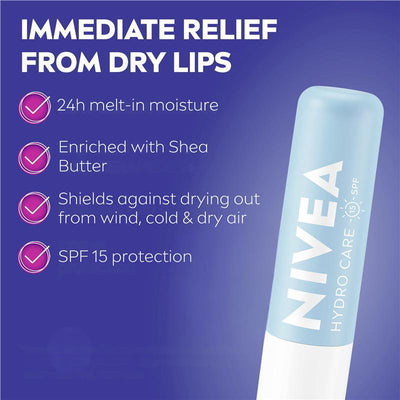 NIVEA Hydro Care Moisturising Lip Balm SPF15 4.8g - Hydration & Protection