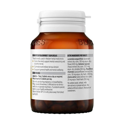 Blackmores Calm & Relax Herbal Supplement for Stress Relief - 60 Tablets