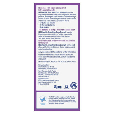 Fess Nasal & Sinus Wash Extra Strength Starter Kit - 6 Sachets for Sinus Relief