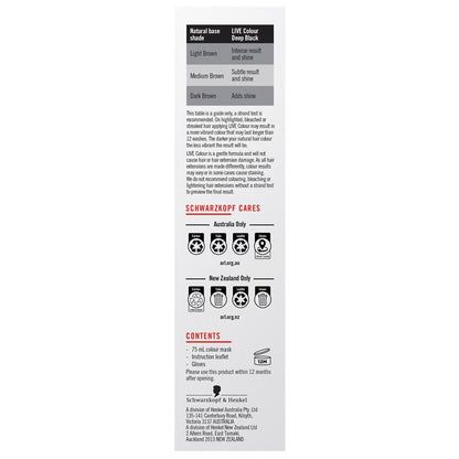 Schwarzkopf LIVE Colour Deep Black - Semi-Permanent Hair Color, 75ml