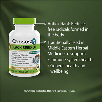 Caruso's Black Seed Oil 500mg - 60 Capsules, Antioxidant Support
