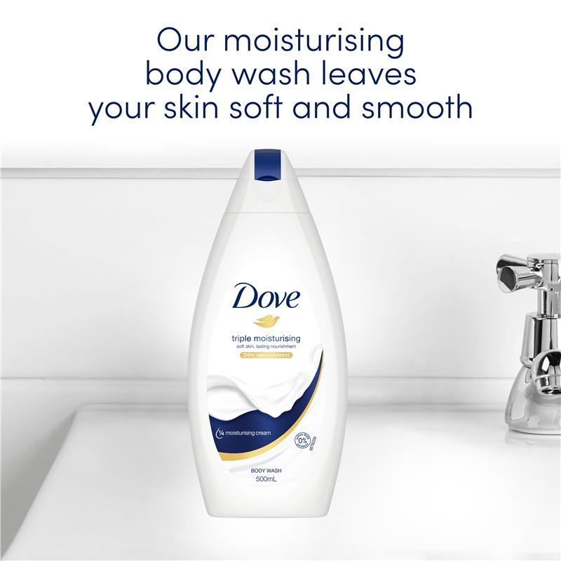 Dove Triple Moisturising Body Wash 500ml | Sulfate-Free & Hydrating