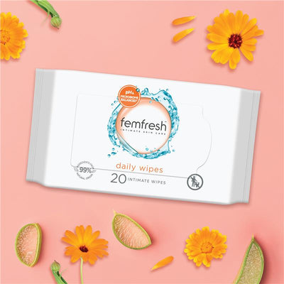 femfresh Daily Intimate Wipes - 20 Pack, Biodegradable & pH Balanced