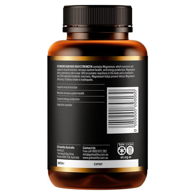 GO Healthy Magnesium 800mg High Strength - 120 Vegetarian Capsules
